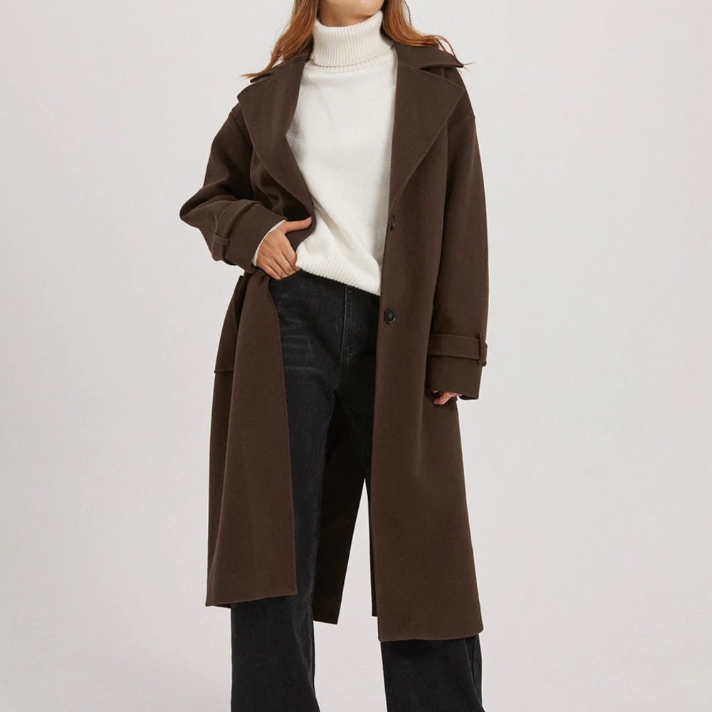 Comense Brown Long Coat Sz S